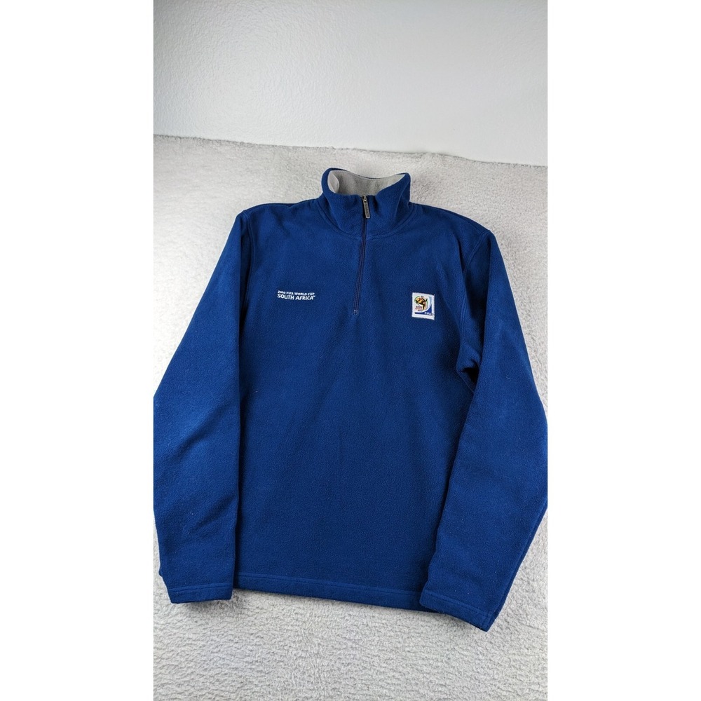 FIFA Quarter Zip Men Small 2010 South Africa World Cup Blue Fleece EUC